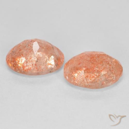 Gemas de Piedrasol Naranja rojizo natural de 2.53 ct, Ovalada, Translúcido