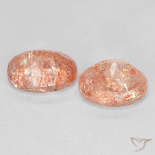Gemas de Piedrasol Naranja rojizo natural de 2.66 ct, Ovalada, Translúcido