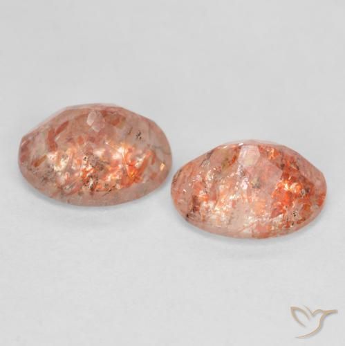 Gemas de Piedrasol Naranja medio natural de 2.32 ct, Ovalada, Translúcido