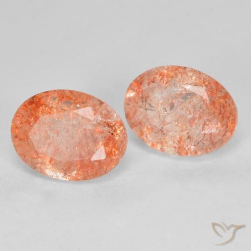 Gemas de piedra sol naranja natural de 2,85 ct, corte óvalo, translúcido