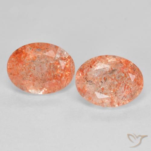 Gemas de piedra sol naranja natural de 2,85 ct, corte óvalo, translúcido