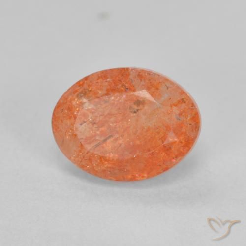 Piedrasol Naranja claro natural de 1.49 ct, Ovalada, Translúcido