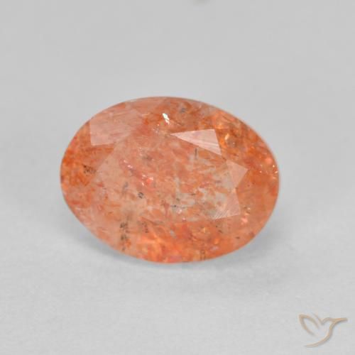 Piedrasol Naranja claro natural de 1.45 ct, Ovalada, Translúcido
