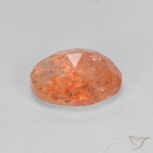 Piedrasol Naranja claro natural de 1.45 ct, Ovalada, Translúcido