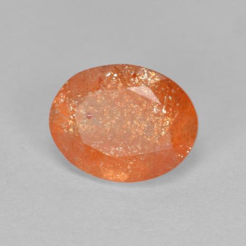 Piedrasol Naranja rojizo natural de 1.31 ct, Corte Óvalo, Translúcido