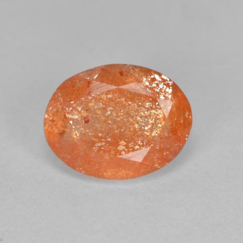 Piedrasol Naranja rojizo natural de 1.31 ct, Corte Óvalo, Translúcido