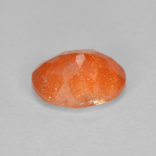 Piedrasol Naranja rojizo natural de 1.31 ct, Corte Óvalo, Translúcido