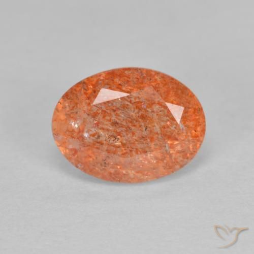 1.29ct Natural Naranja medio Piedrasol, Ovalada, Translúcido