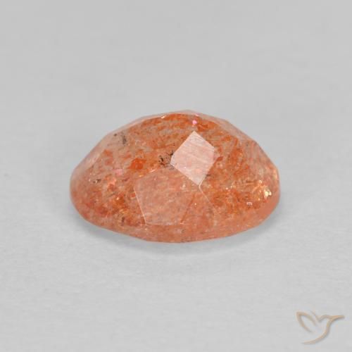 Piedrasol Naranja medio natural de 1.29 ct, Ovalada, Translúcido