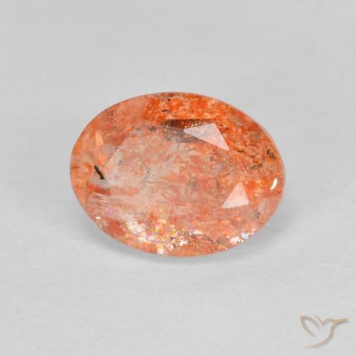 Piedrasol Naranja jengibre natural de 1.41 ct, Ovalada, Translúcido