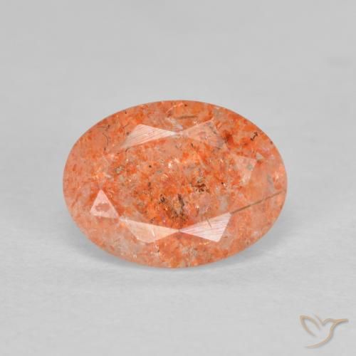 1.34ct Natural Naranja rojizo Piedrasol, Ovalada, Translúcido