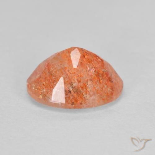 Piedrasol Naranja rojizo natural de 1.34 ct, Ovalada, Translúcido