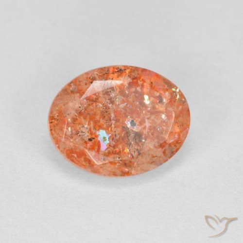 Piedrasol Naranja jengibre natural de 1.22 ct, Ovalada, Translúcido