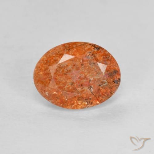 1.30ct Natural Naranja medio Piedrasol, Ovalada, Translúcido