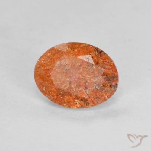 Piedrasol Naranja medio natural de 1.30 ct, Ovalada, Translúcido