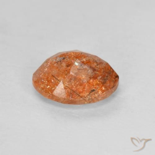 Piedrasol Naranja medio natural de 1.30 ct, Ovalada, Translúcido