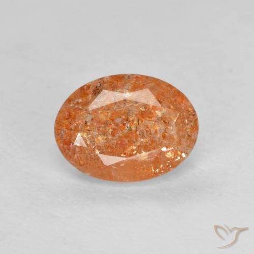 1.25ct Natural Naranja rojizo Piedrasol, Ovalada, Translúcido
