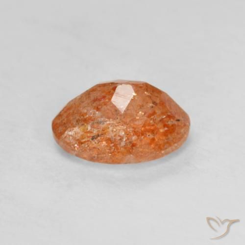 Piedrasol Naranja rojizo natural de 1.25 ct, Ovalada, Translúcido