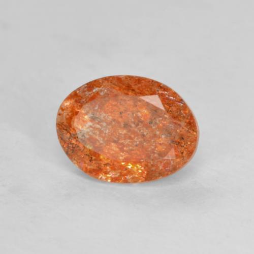 Piedra sol naranja natural de 1,27 ct, corte óvalo, translúcido