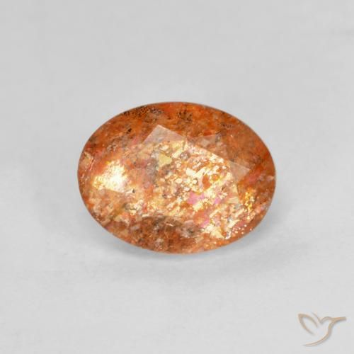 1.31ct Natural Naranja rojizo Piedrasol, Ovalada, Translúcido