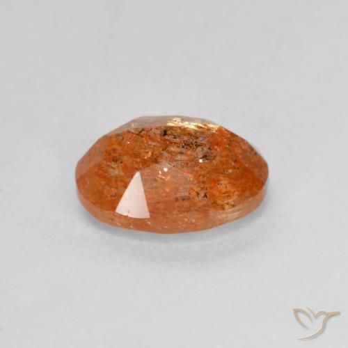 Piedrasol Naranja rojizo natural de 1.31 ct, Ovalada, Translúcido