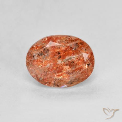 1.53ct Natural Naranja cálido Piedrasol, Ovalada, Translúcido, Photo A