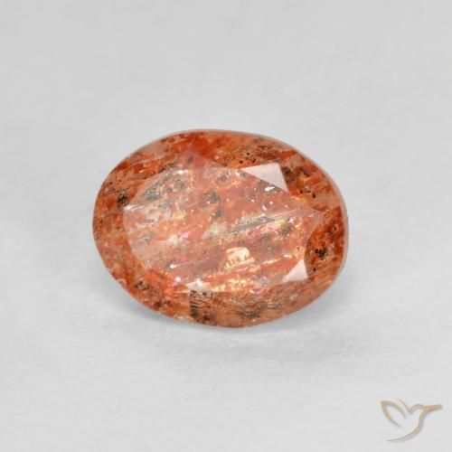 Piedrasol Naranja cálido natural de 1.53 ct, Ovalada, Translúcido