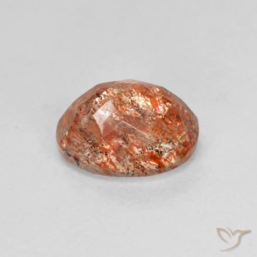 Piedrasol Naranja cálido natural de 1.53 ct, Ovalada, Translúcido