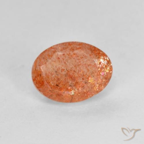 1.35ct Natural Naranja medio Piedrasol, Ovalada, Translúcido