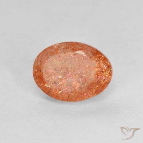 Piedrasol Naranja medio natural de 1.35 ct, Ovalada, Translúcido