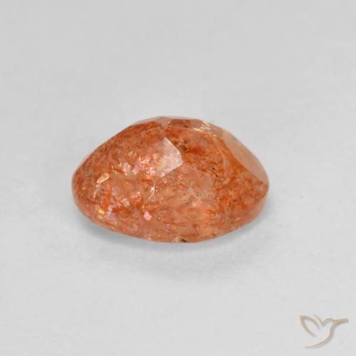 Piedrasol Naranja medio natural de 1.35 ct, Ovalada, Translúcido
