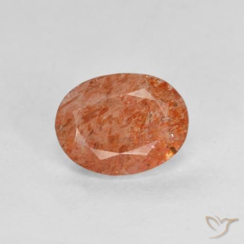 Piedrasol Naranja rojizo natural de 1.30 ct, Ovalada, Translúcido