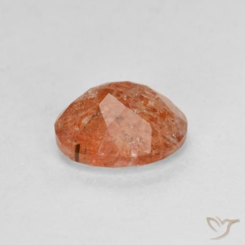 Piedrasol Naranja rojizo natural de 1.30 ct, Ovalada, Translúcido