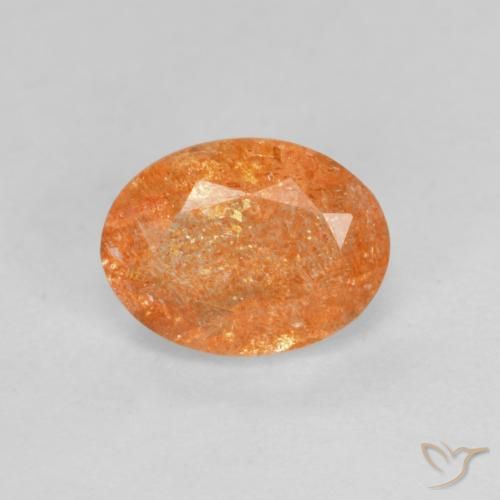 1.44ct Natural Naranja oscuro Piedrasol, Ovalada, Translúcido