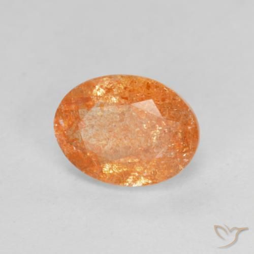 Piedrasol Naranja oscuro natural de 1.44 ct, Ovalada, Translúcido