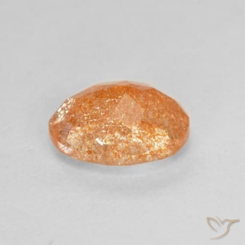 Piedrasol Naranja oscuro natural de 1.44 ct, Ovalada, Translúcido