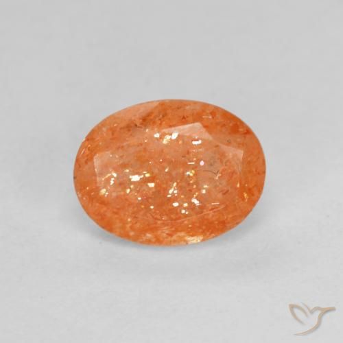 1.34ct Natural Naranja medio Piedrasol, Ovalada, Translúcido