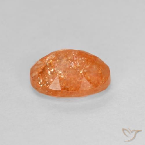 Piedrasol Naranja medio natural de 1.34 ct, Ovalada, Translúcido