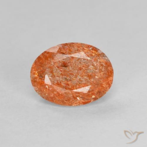 1.31ct Natural Naranja cálido Piedrasol, Ovalada, Translúcido
