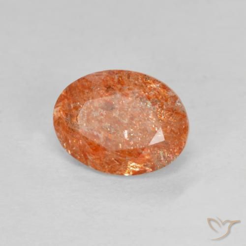 Piedrasol Naranja cálido natural de 1.31 ct, Ovalada, Translúcido