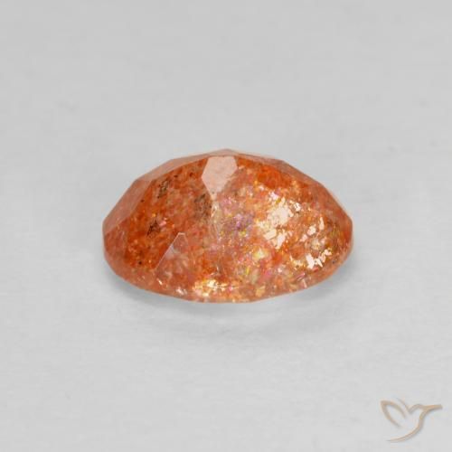 Piedrasol Naranja cálido natural de 1.31 ct, Ovalada, Translúcido