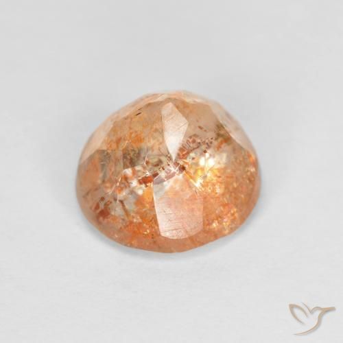 Piedrasol Naranja durazno claro natural de 1.42 ct, Redondo, Transparente