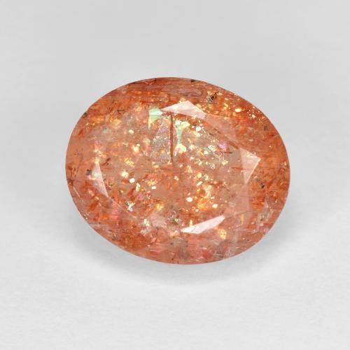 Piedrasol Naranja rojizo natural de 3.78 ct, Corte Óvalo, Transparente