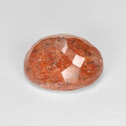 Piedrasol Naranja rojizo natural de 3.78 ct, Corte Óvalo, Transparente