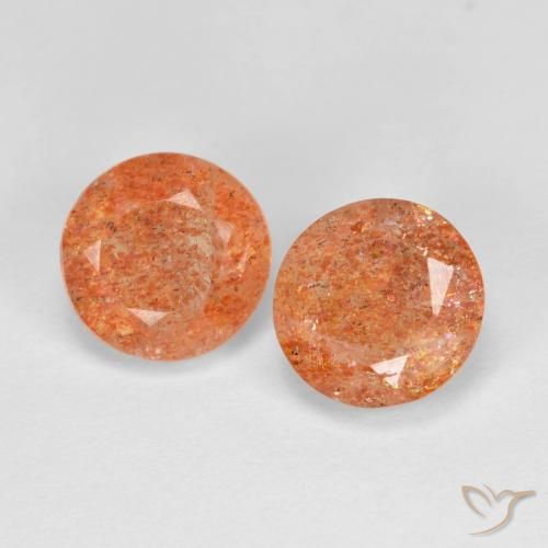 Gemas de Piedrasol Naranja medio natural de 2.75 ct, Redondo, Translúcido