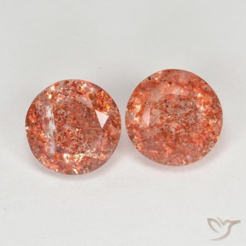 Gemas de Piedrasol Naranja cálido natural de 2.71 ct, Redondo, Translúcido