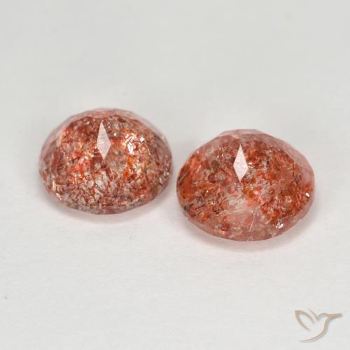 Gemas de Piedrasol Naranja cálido natural de 2.71 ct, Redondo, Translúcido