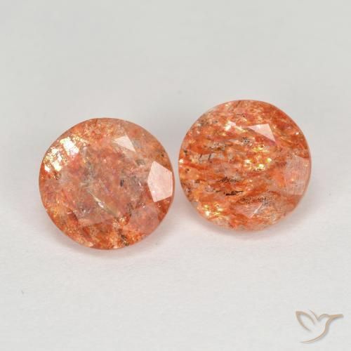 Gemas de Piedrasol Naranja cálido natural de 2.25 ct, Redondo, Translúcido