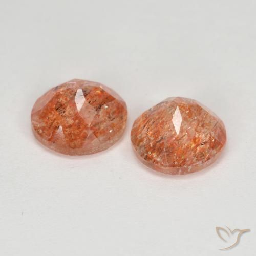Gemas de Piedrasol Naranja cálido natural de 2.25 ct, Redondo, Translúcido