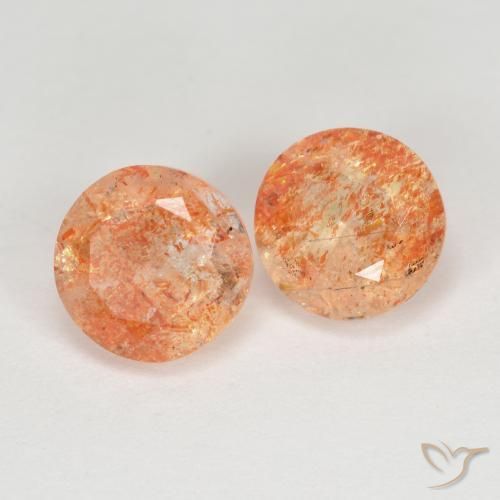 Gemas de Piedrasol Naranja claro medio natural de 2.84 ct, Redondo, Transparente